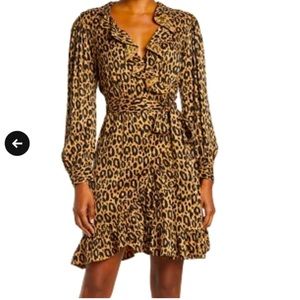 Maje Brown Rosear Leopard Print Wrap Night Out Dress